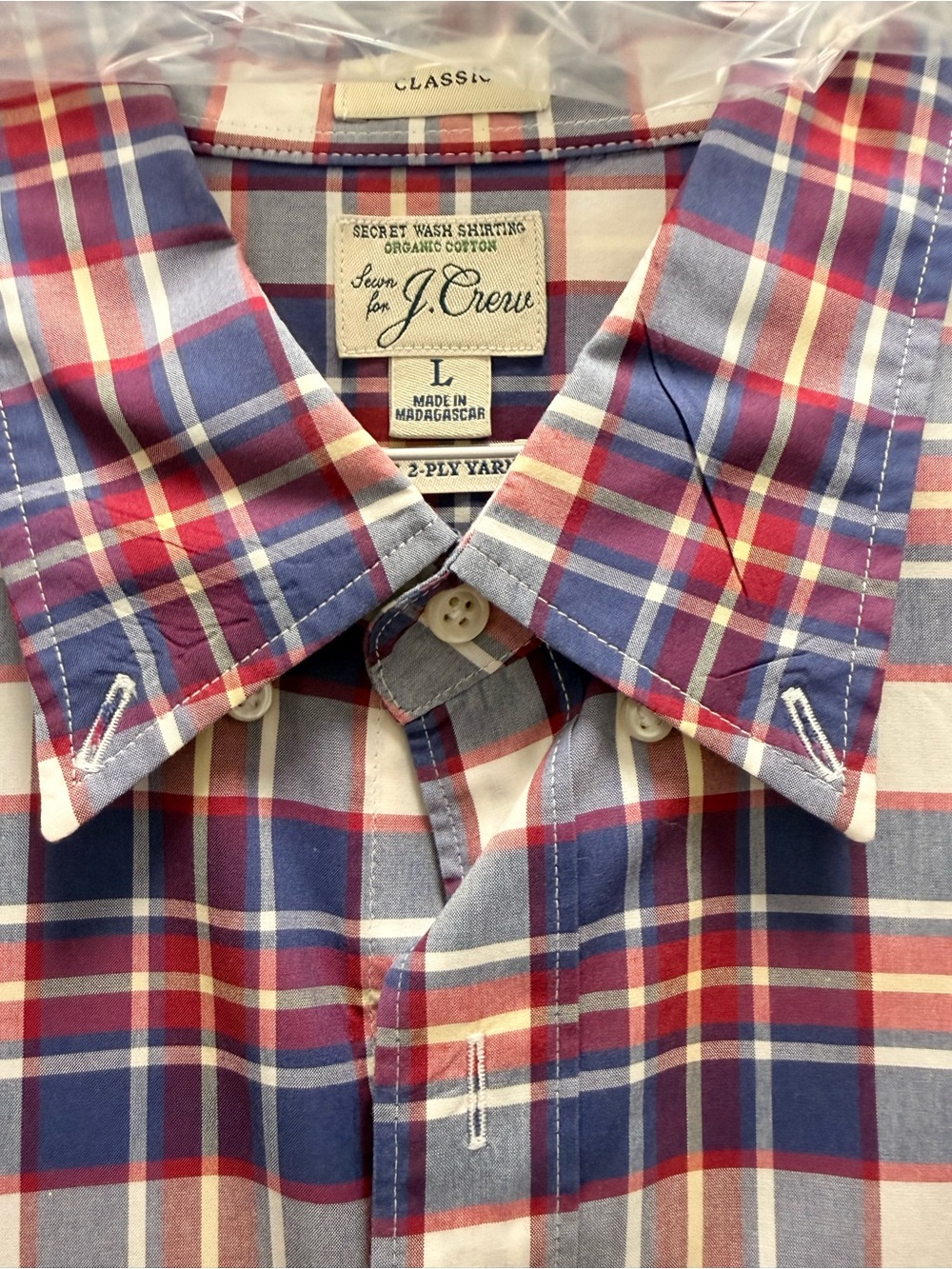 J. Crew Men’s Secret Wash  Plaid Button-Down Shirt
